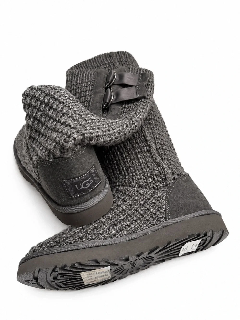 UGG Classic Solene Tall Knit Boots Charcoal Grey Size 7 BNWT Box